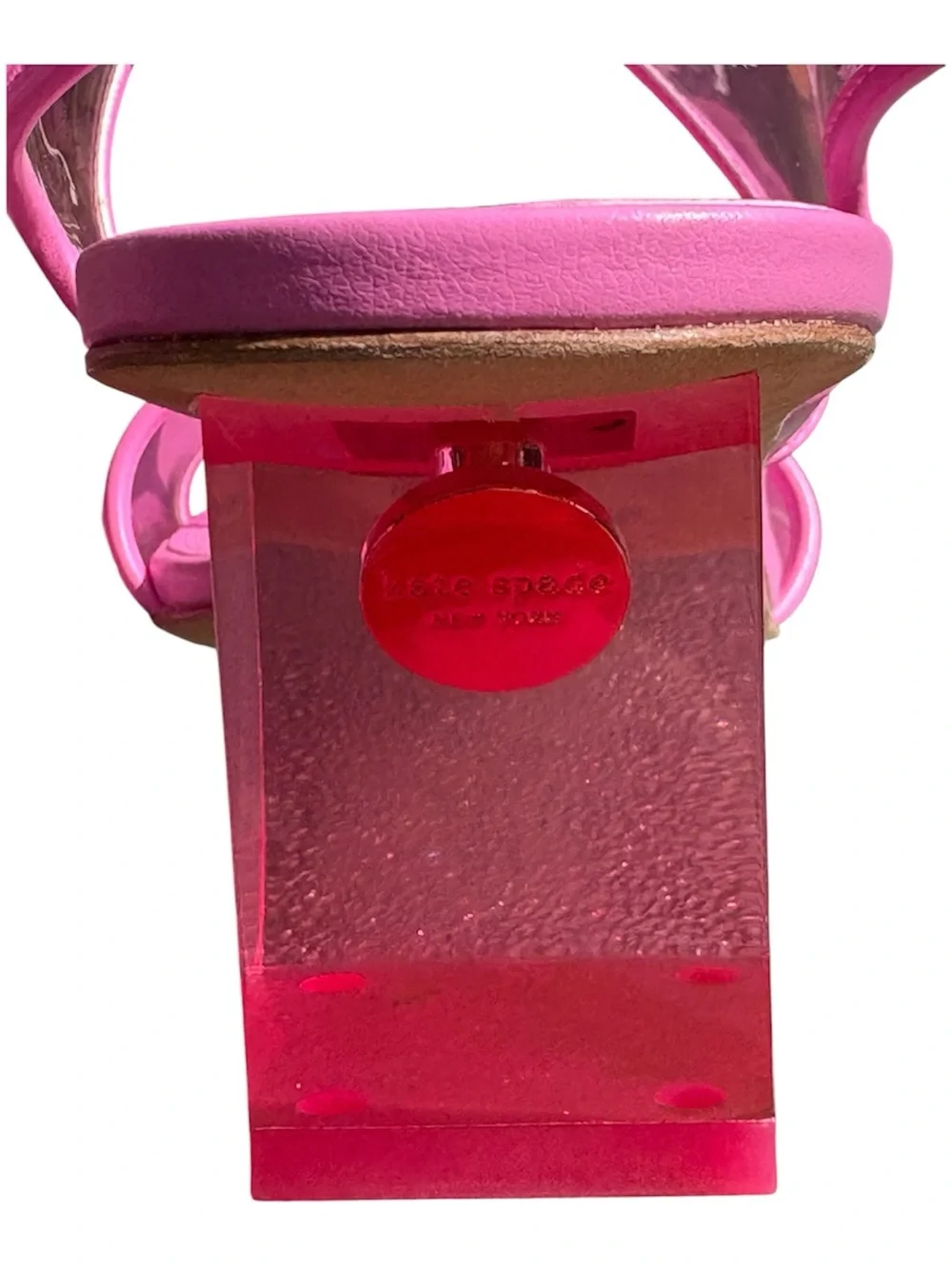 kate spade Milani Lucite Dress Square Toe Sandals Heels Carousel Pink